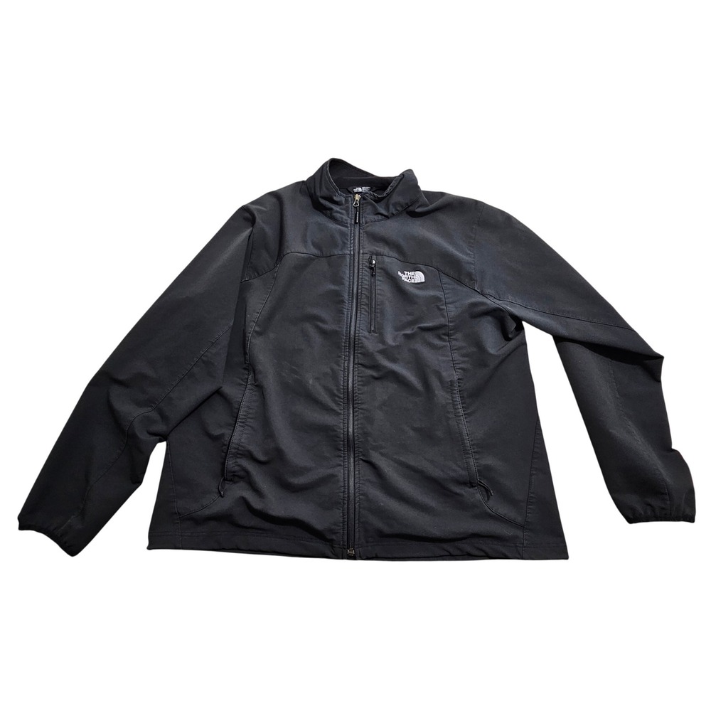 The North Face Softshell Jacket Mens XXL Black Full Zip CAM6 Logo Pocket